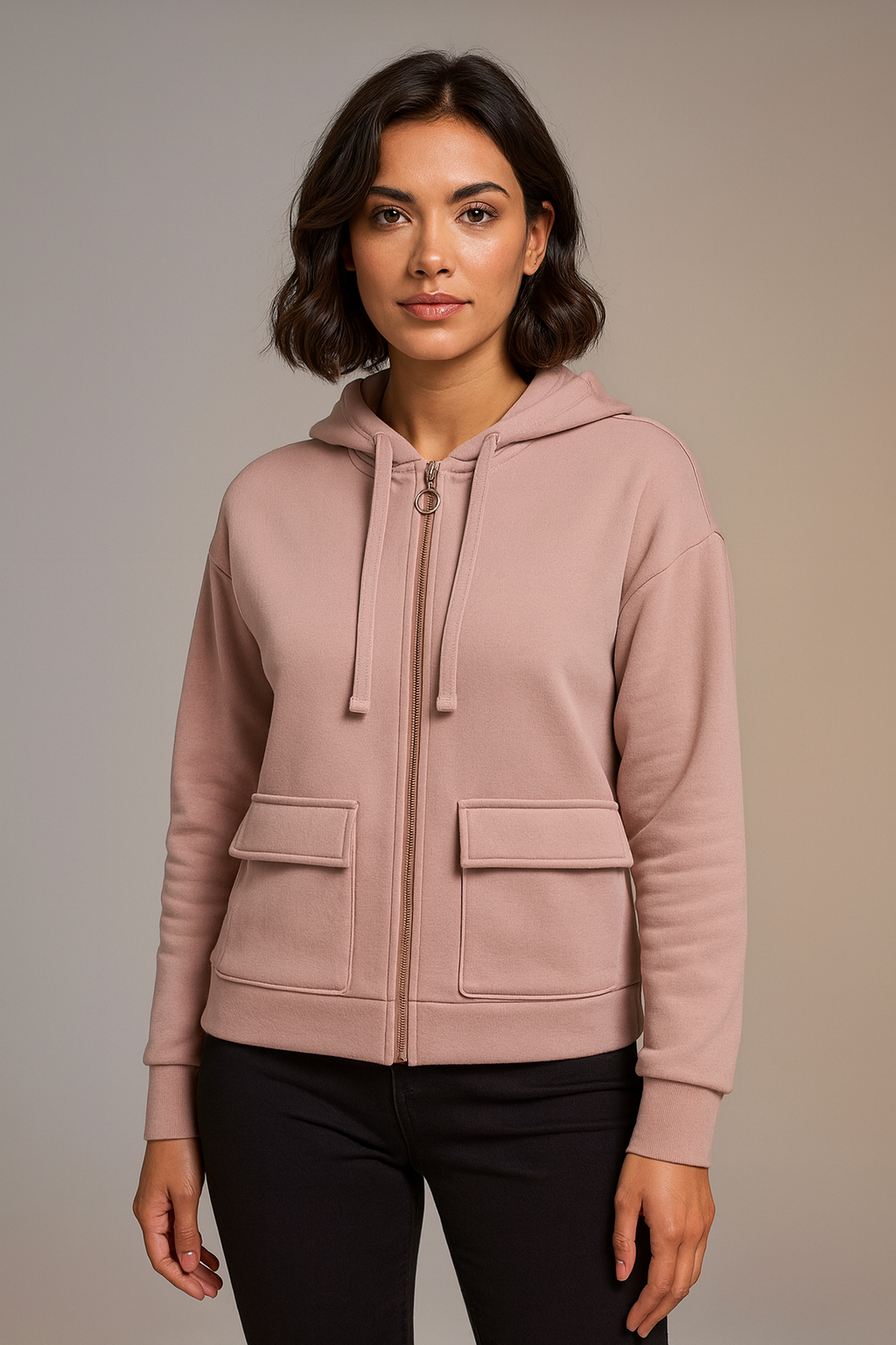 Ladies LUX Zip Premium Hooded Sweater