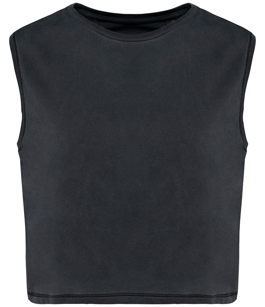 Ladies CROP Washed-Effect Tank Top